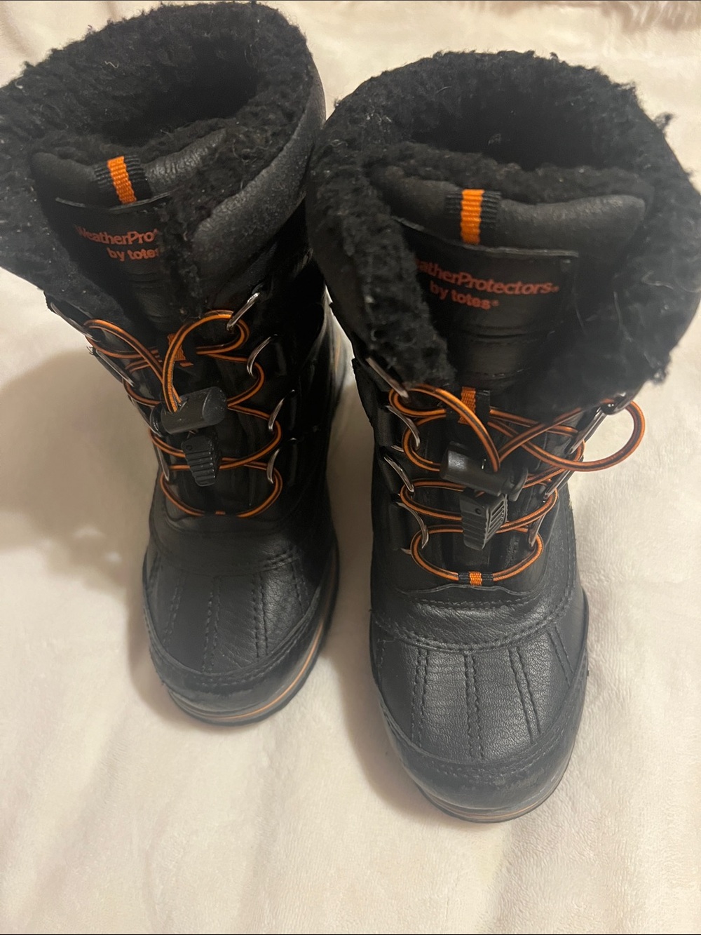 totes Kids Black Boots with Orange Trim